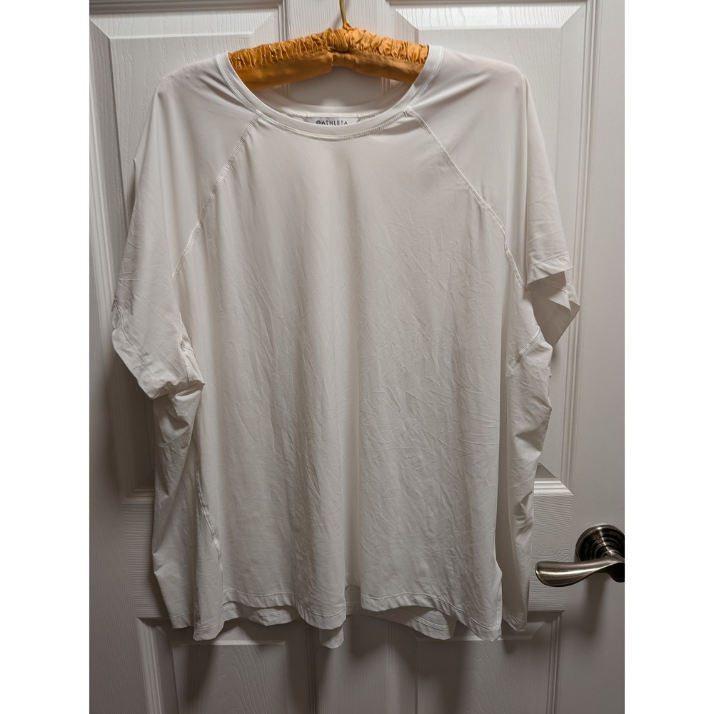 Athleta Womens White Short Sleeve Raglan Activewear T-Shirt Plus Size 3X
